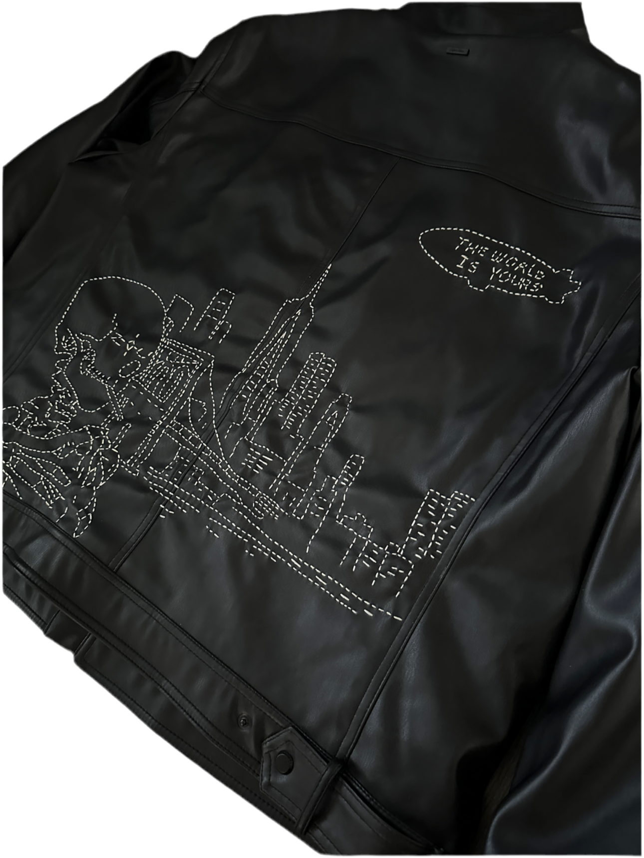 Lou in the city leather jacket